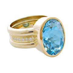 Ring-Blue Topaz and Diamond