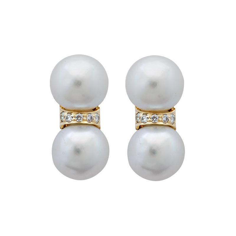 Earrings-Pearl and Diamond