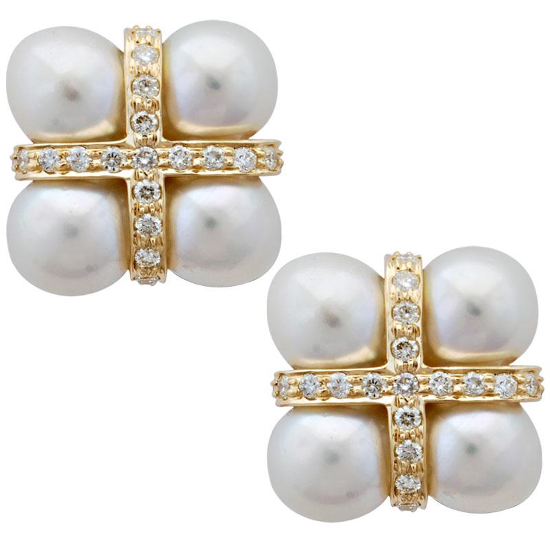 Earrings-Pearl and Diamond