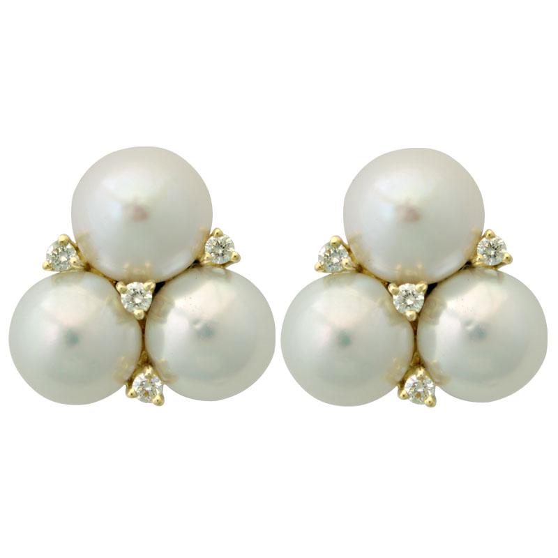 Earrings-Pearl and Diamond