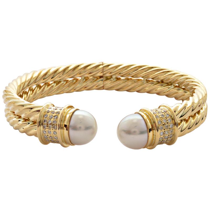 Bangle-Pearl and Diamond