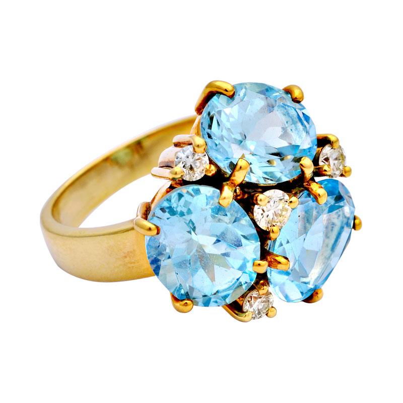 Ring-Blue Topaz and Diamond