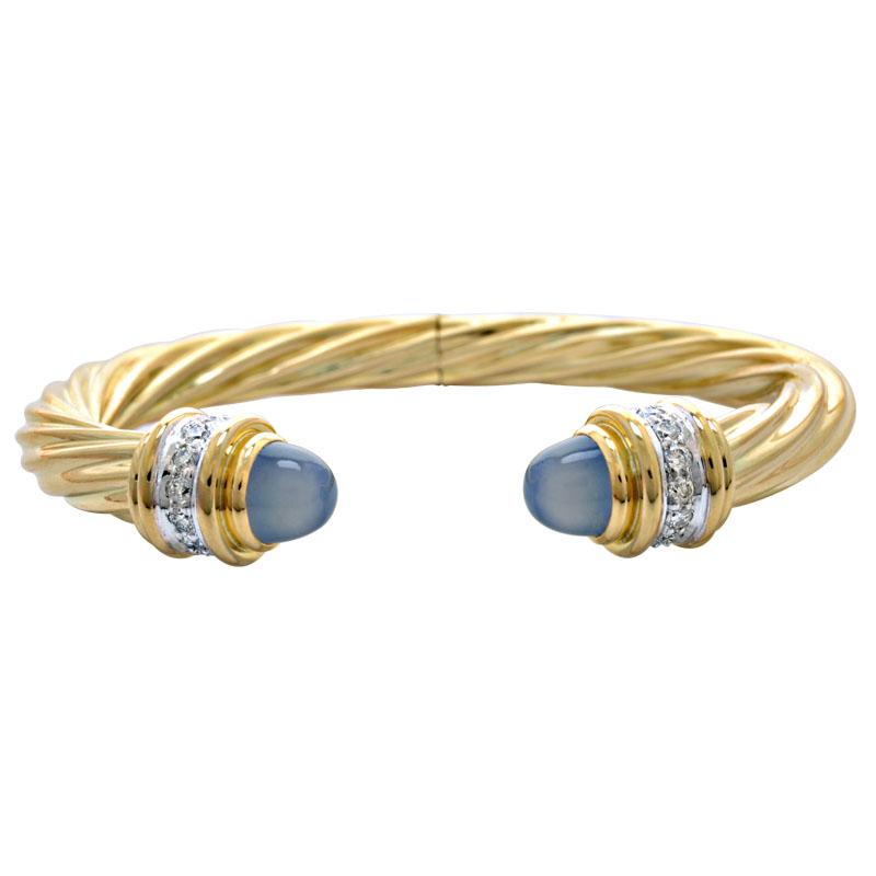 Cuff Bangle-Chalcedony and Diamond