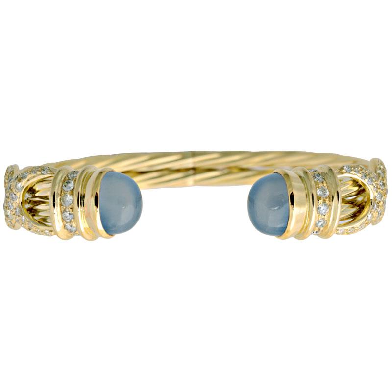 Cuff Bangle-Chalcedony and Diamond