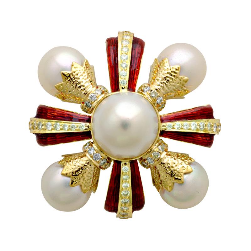 Brooch-South Sea Pearl and Diamond (Enamel)