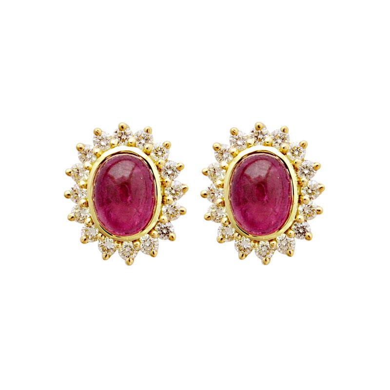 Earrings-Rubellite and Diamond