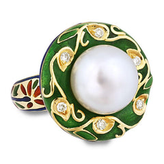 Ring-South Sea Pearl and Diamond (Enamel)