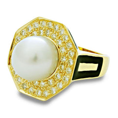 Ring-South Sea Pearl and Diamond (Enamel)