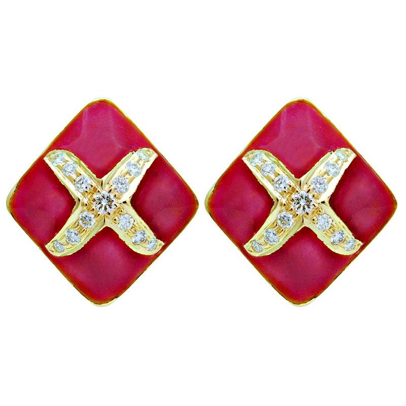 Earrings-Diamond (Enamel)