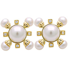 Earrings-South Sea Pearl, Fresh Water Pearl and Diamond