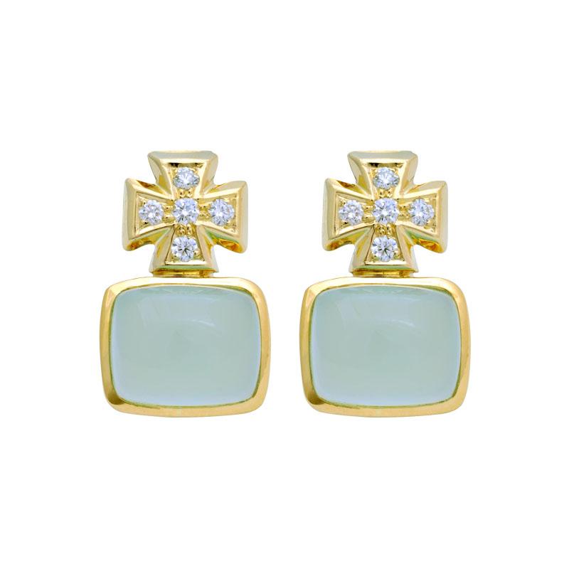 Earrings-Chalcedony and Diamond