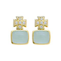 Earrings-Chalcedony and Diamond