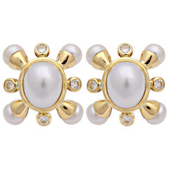 Earrings-Fresh Water Pearl, South Sea Pearl and Diamond