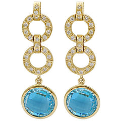 Earrings-Blue Topaz and Diamond