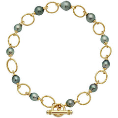 Toggle Necklace-Blue Sapphire and South Sea Pearl