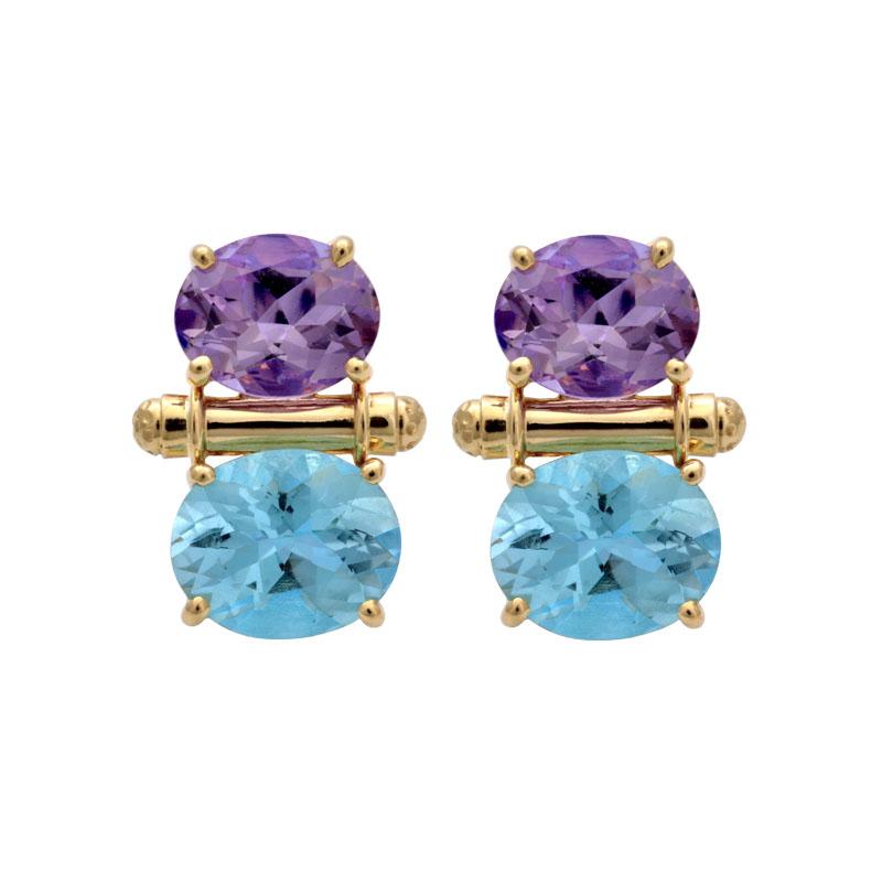 Earrings-Amethyst and Blue Topaz