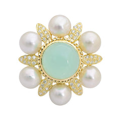 Brooch-Chalcedony, South Sea Pearl and Diamond