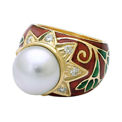 Ring-South Sea Pearl and Diamond (Enamel)