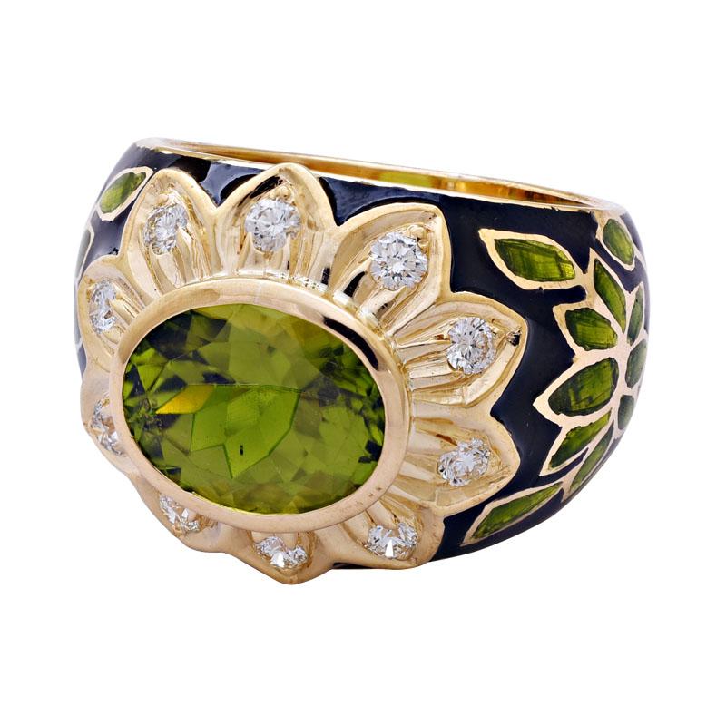 Ring-Peridot and Diamond (Enamel)