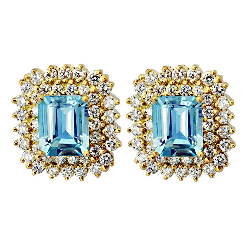 Earrings-Aquamarine and Diamond