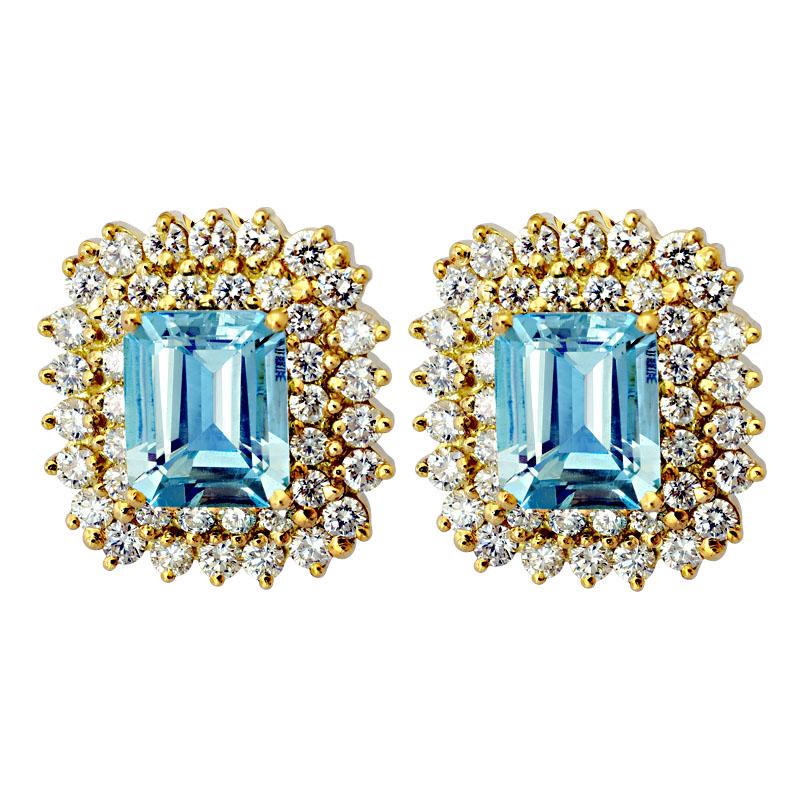 Earrings-Aquamarine and Diamond