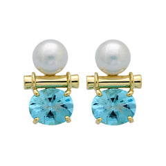Earrings-Blue Topaz and South Sea Pearl