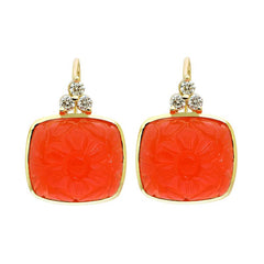 Earrings-Cornelian and Diamond