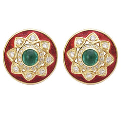 Earrings- Emerald and Diamond (Enamel)