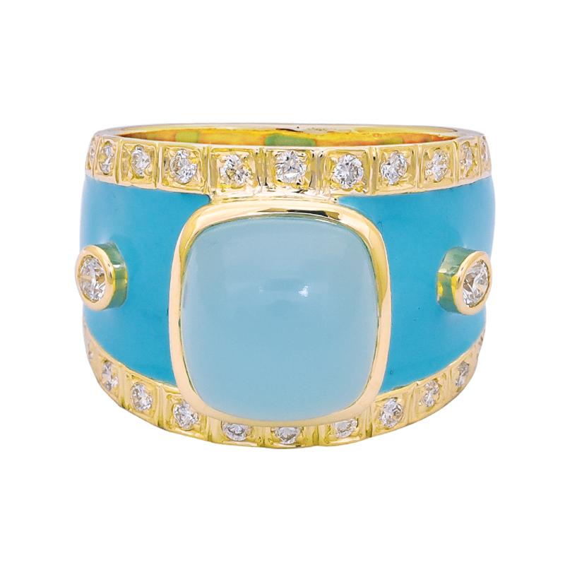 Ring- Chalcedony and Diamond (Enamel)