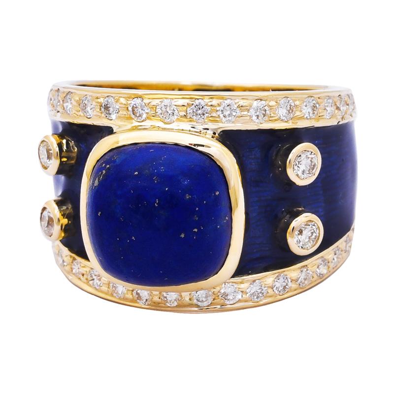 Ring- Lapis Lazuli and Diamond (Enamel)