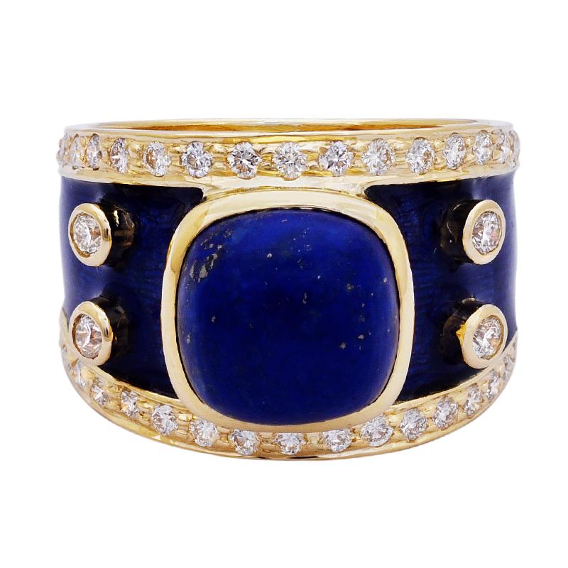 Ring- Lapis Lazuli and Diamond (Enamel)