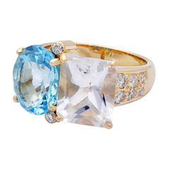 Ring- Crystal, Blue Topaz and Diamond