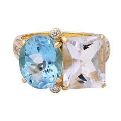 Ring- Crystal, Blue Topaz and Diamond