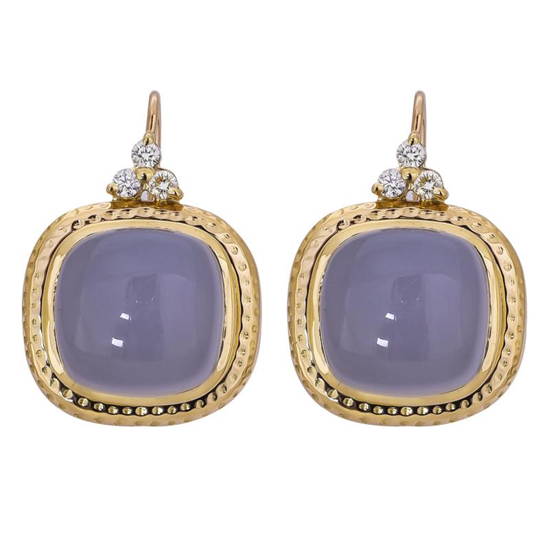 Earrings- Chalcedony and Diamond