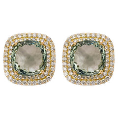 Earrings- Green Quartz and Diamond
