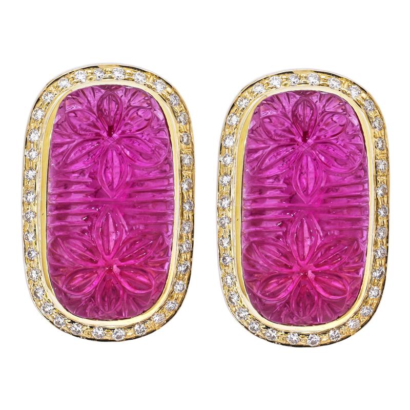 Earrings- Rubellite and Diamond