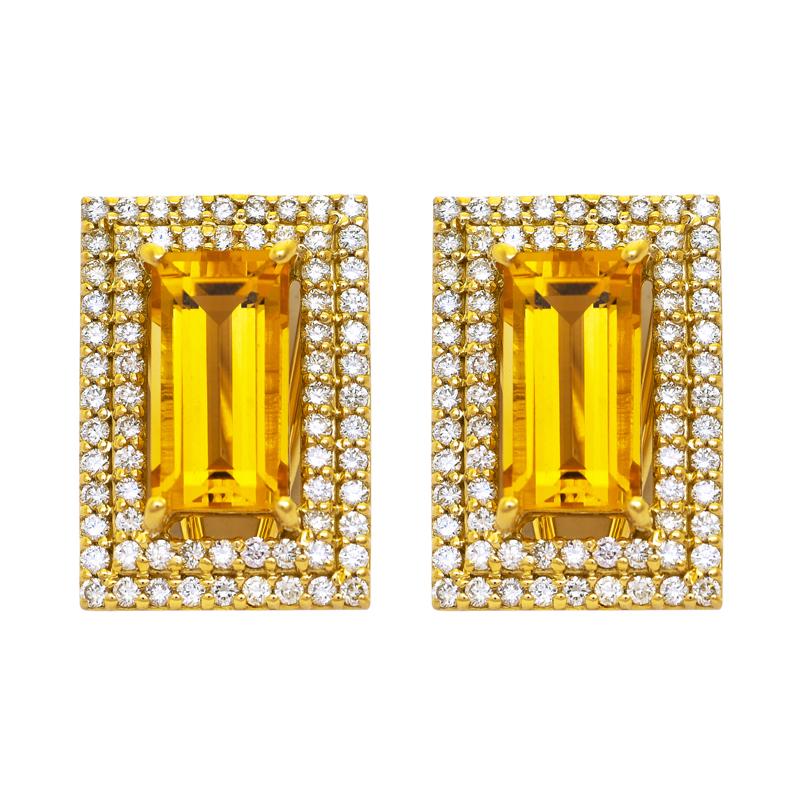 Earrings- Citrine and Diamond