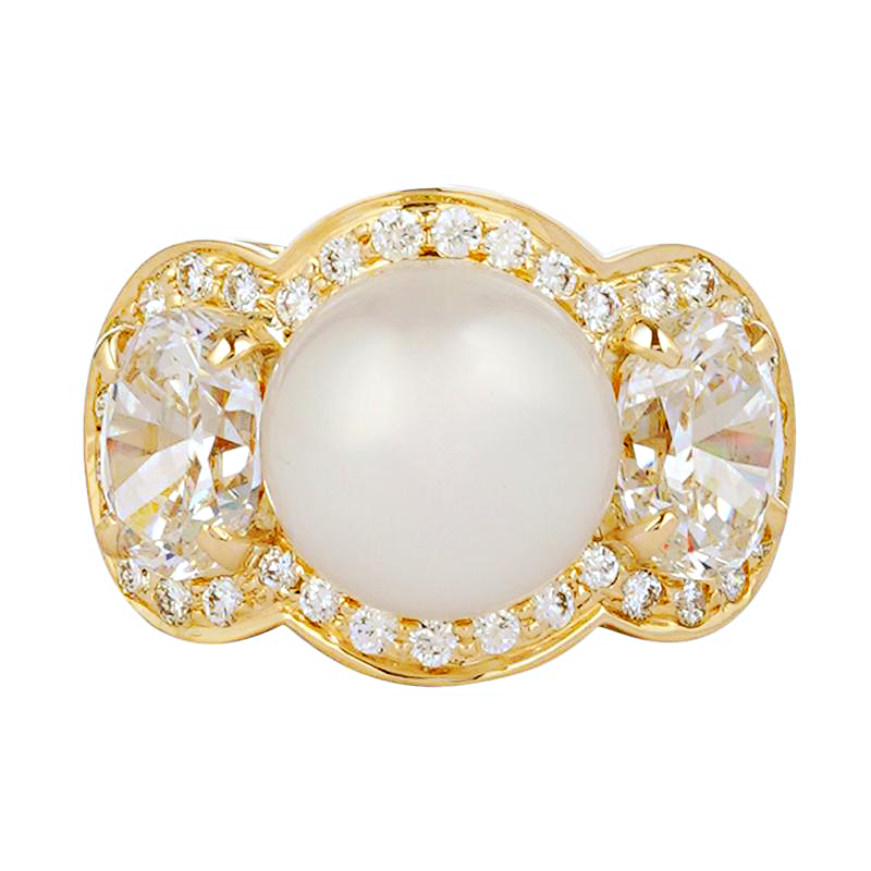 Ring - South Sea Pearl And Cubic Zirconia