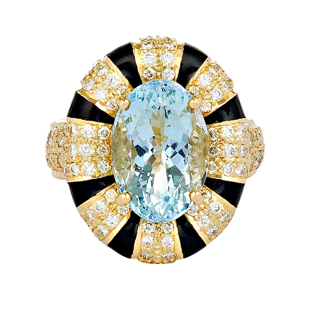 Ring - Aquamarine and Diamond (Enamel)