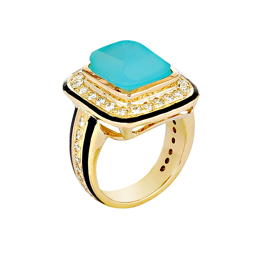 Ring - Chalcedony and Diamond