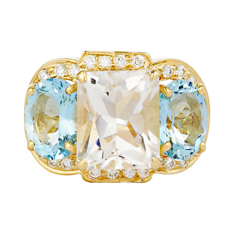 Ring - Crystal, Aquamarine and Diamond