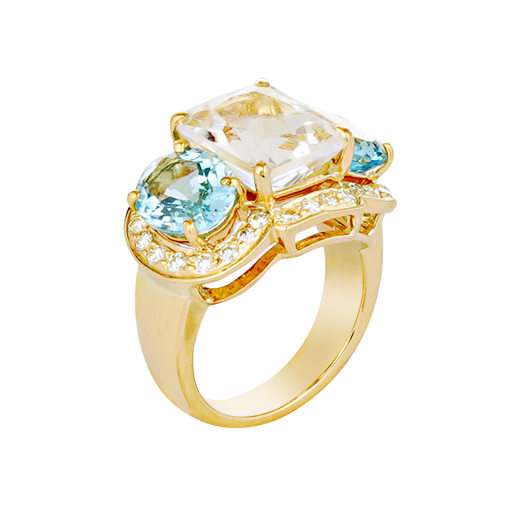 Ring - Crystal, Aquamarine and Diamond