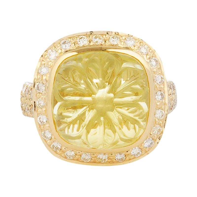 Ring - Lemon Quartz & Diamond