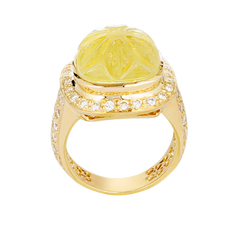 Ring - Lemon Quartz and Diamond